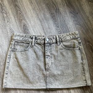 Denim Mini Skirt- Light Brown/Cream Vintage Wash